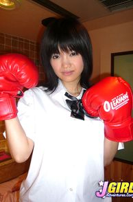 Sweet Asian Lady From Japan In Boxing Gloves
