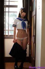 Stripteasing Uniform Japanese Girl In Hallway