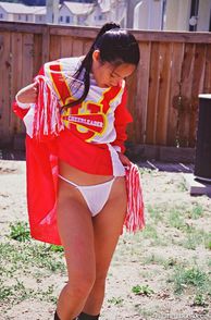 Teen Asian Flashing Panties In Cheer Uniform