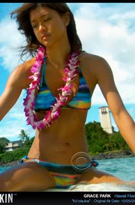 Celeb Actress Grace Park In Bikini On Surfboard